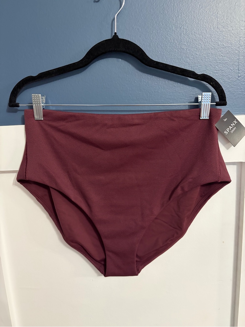 Spanx Women's Swim Bottom Pique Hi-Rise Shaping Cheeky Mulberry Size XL NWT